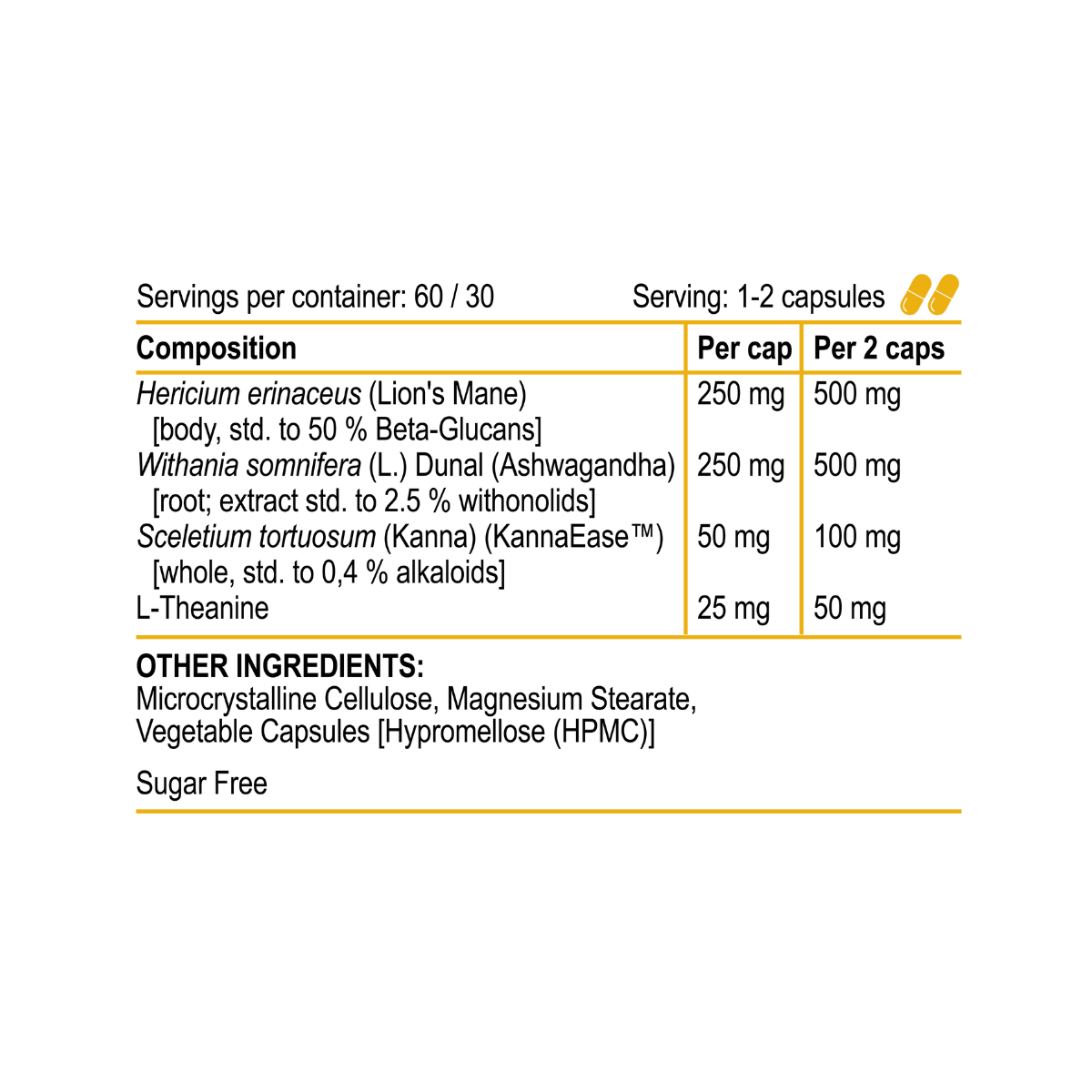 Adapto stress nutritional info